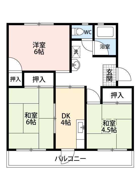 マンション佐鳴台(3DK/4階)の間取り写真