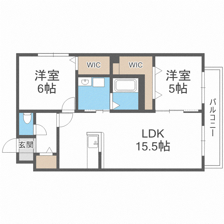 ACES東札幌(2LDK/2階)の間取り写真