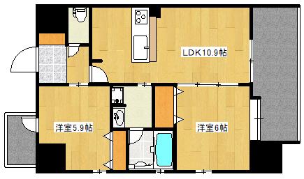 SPERANZA中広通(2LDK/4階)の間取り写真