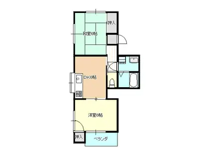 PALハイツ(2DK/2階)の間取り写真