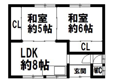 S北海道様似郡様似町栄町210番地3栄町共同(2LDK/1階)の間取り写真