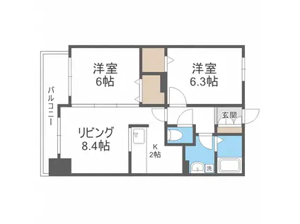 グレイスコート北18条(2LDK/11階)の間取り写真