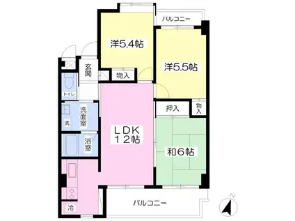 VILLA SCALA(3LDK/2階)の間取り写真