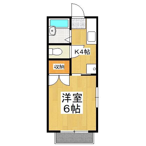 シャトレーII(1K/2階)の間取り写真