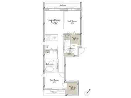 プロエコレット(2LDK/2階)の間取り写真