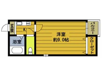 パークハイツ今津留(1K/1階)の間取り写真