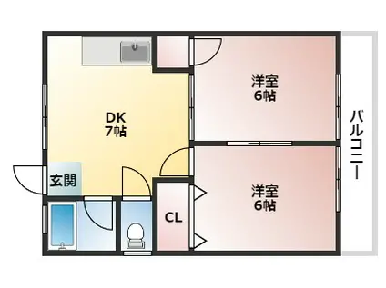 江島マンション(2DK/4階)の間取り写真