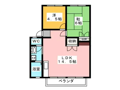 パナハイツウメダ B(2LDK/2階)の間取り写真