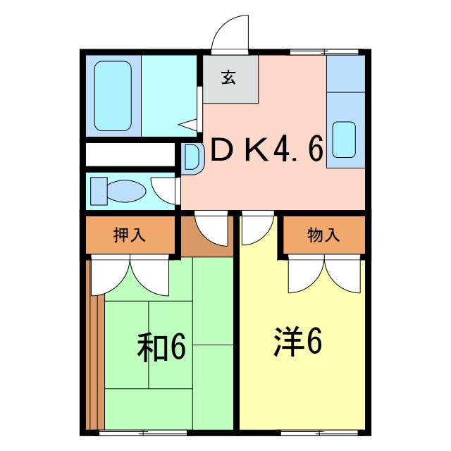 シャトレ住吉(2DK/1階)の間取り写真