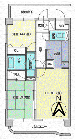 グランドール・メゾン砂入(2LDK/5階)の間取り写真