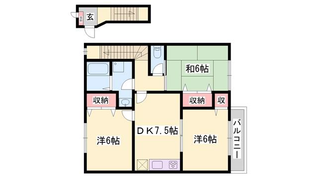アビタシオンMY(3DK/2階)の間取り写真