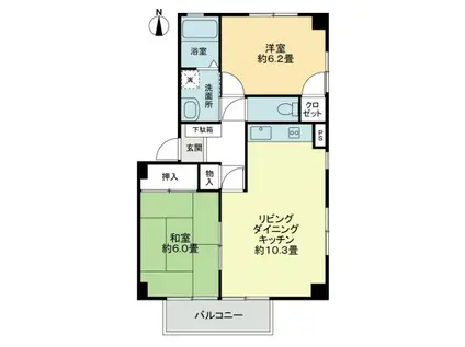 フォブールタウン成合A棟(2LDK/2階)の間取り写真