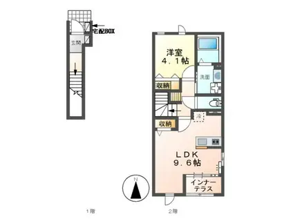 プラリジエール(1LDK/2階)の間取り写真