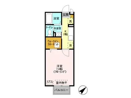 リベラオイカワ(1K/1階)の間取り写真