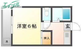 サニーヒルズ泉田II(1K/2階)の間取り写真
