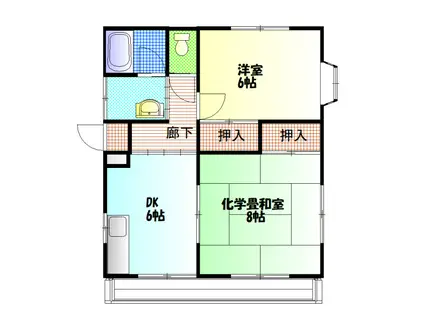 石川コーポ 2号棟(2DK/1階)の間取り写真
