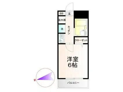 ネクサス六郷ハイツ(1K/6階)の間取り写真