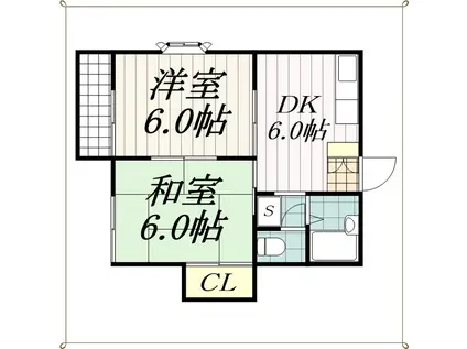 ラ・ミエール(2DK/2階)の間取り写真