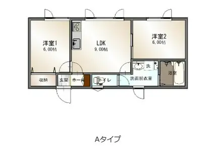 あっとほーむ3(2DK/1階)の間取り写真