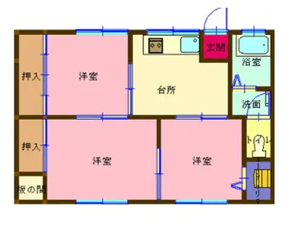 クィーンヒルズ(3DK/3階)の間取り写真