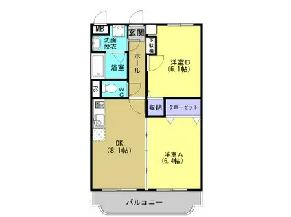 ユーミークオリス(2DK/2階)の間取り写真