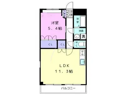 ノースタツノI(1LDK/1階)の間取り写真