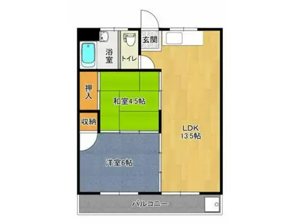 海田マンション(2LDK/4階)の間取り写真