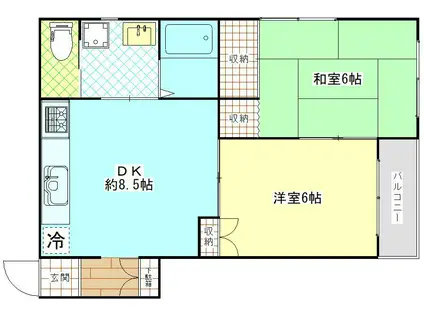 マボリマリンハイツ(2DK/3階)の間取り写真