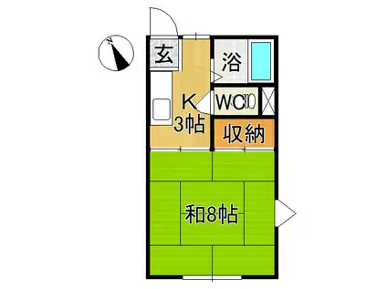 ホワイトハウスII(1K/1階)の間取り写真