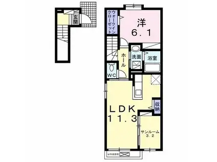 アーバンシティ II(1LDK/2階)の間取り写真