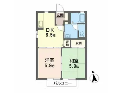 グランセシアC(2DK/2階)の間取り写真