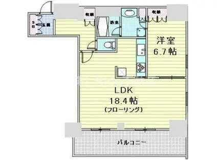 リバーサイドタワー中之島(1LDK/14階)の間取り写真