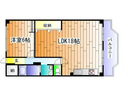 高取台グリーンハイツA棟(1LDK/1階)の間取り写真