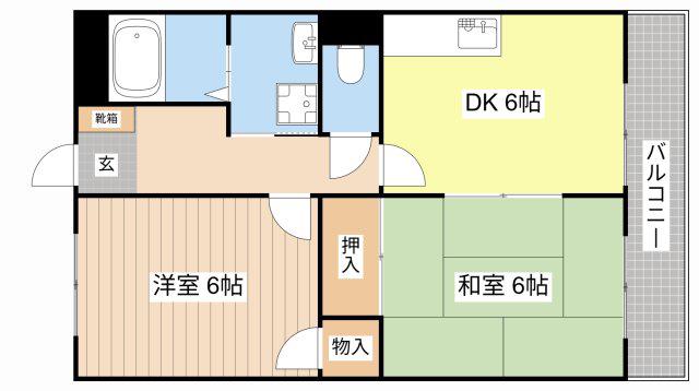 リバティハイツ(2DK/2階)の間取り写真