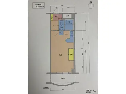 江口ハイツ(ワンルーム/8階)の間取り写真