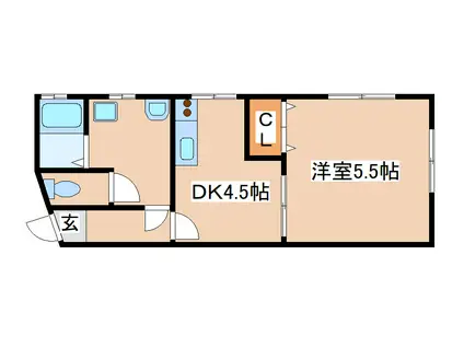 ラムール長田(1DK/5階)の間取り写真