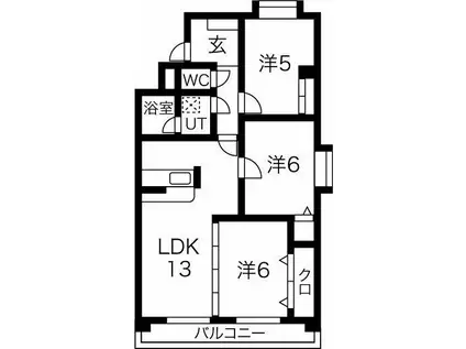 徳重セントラルビル(3LDK/2階)の間取り写真