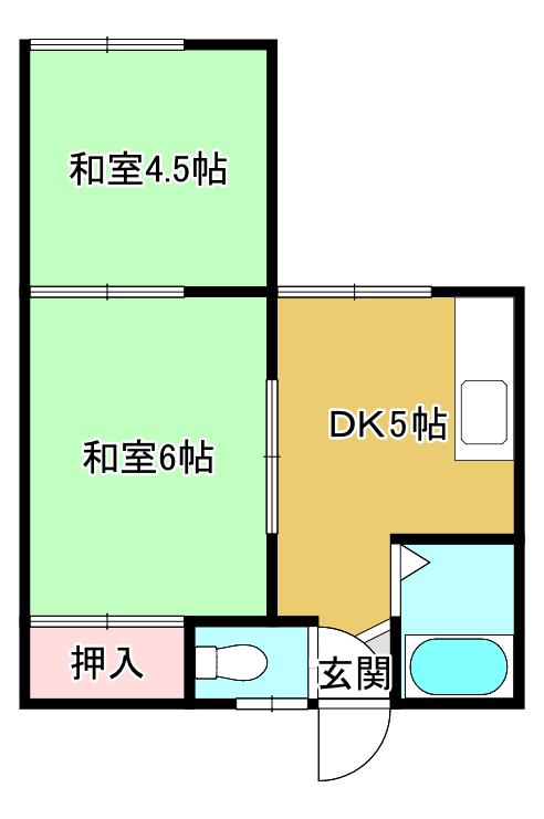 コーポ理久(2DK/1階)の間取り写真