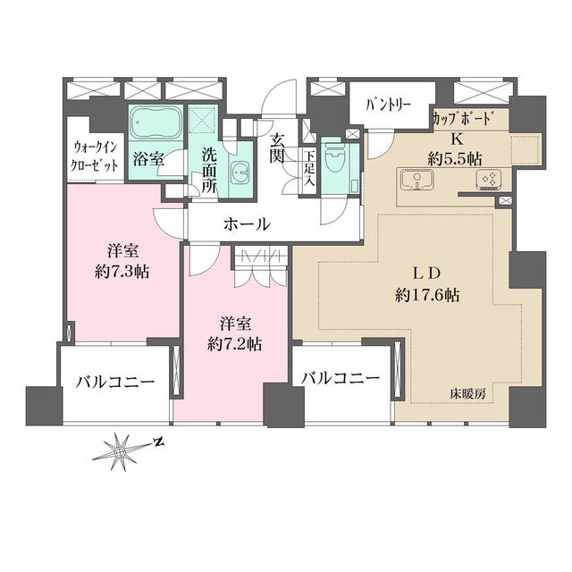 クラッシィタワー新宿御苑(2LDK/30階)の間取り写真