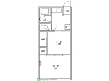 ホワイトコート(2K/1階)の間取り写真