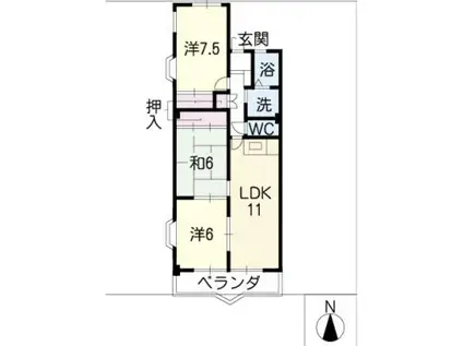 リトルシャトーⅢ(3LDK/3階)の間取り写真