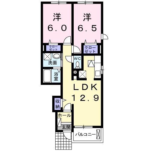 ル・シエルブルー(2LDK/1階)の間取り写真