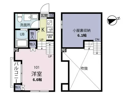 CHALET幕張(2K/1階)の間取り写真
