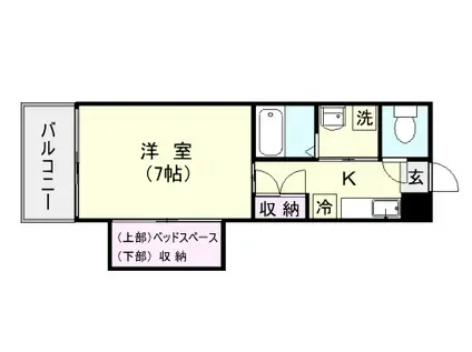 カーサ・アスール南郡元(1K/2階)の間取り写真