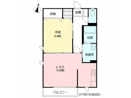 シャーメゾン田上 B棟(1LDK/2階)の間取り写真