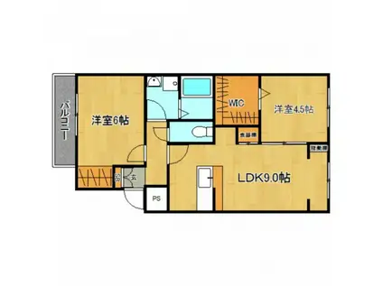 パルティーレ戸坂(2LDK/4階)の間取り写真