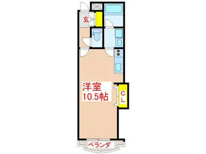 ピラール鴨池(ワンルーム/3階)の間取り写真