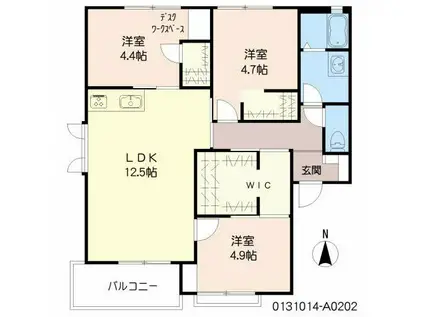 セントラルハイツ A棟(3LDK/2階)の間取り写真