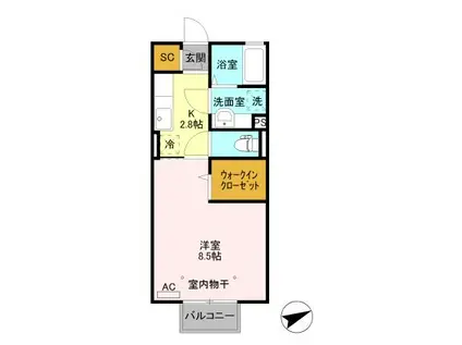 ピーノ ドマーニ(1K/2階)の間取り写真