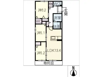 HEIM MAISON庄内通駅東 D棟(3LDK/1階)の間取り写真